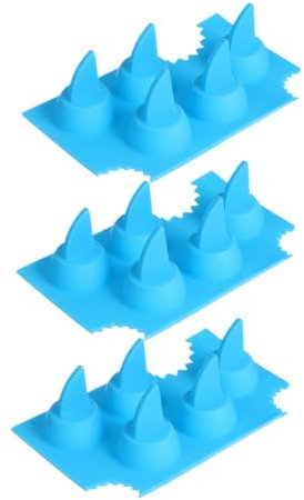 SHOWERORO 3pcs Cocktail Ice Mold Silicone Shark Fin Ice Cube Tray Reusable Cube Mould Novelty Tray for Parties