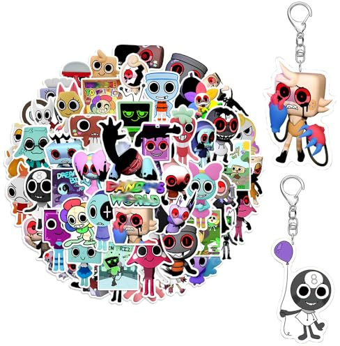 World for Dandys Stickers, 50 Pcs Dandys Figure Vinyl Waterproof DIY Sticker Decals for Party, Water Bottle Scrapbook Laptop Skateboard Computer for Teens Fans