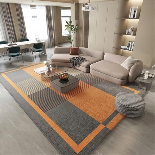 SUNYRDSM Bettvorleger Waschbar Kinderzimmer Teppich 70X140CM orange-Grauer Flächenteppich Moderne einfache Wohndekoration fällt Nicht ab Teppich Flur