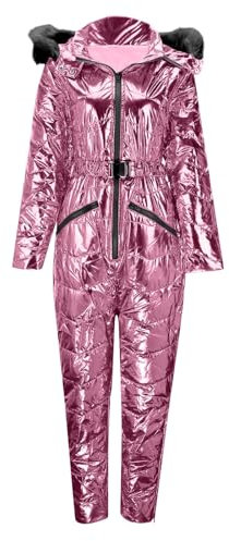 Skianzug Damen Einteiler Schneeoverall Outdoor Schneeanzug Damen Winter Overall Wasserdicht Skioverall Overall Ski Overall Mit Kapuze Rot S