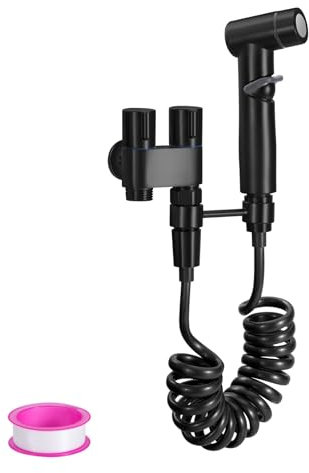 Bidet Handbrause für Toilette Bidet Set Edelstahl mit Wasserhahnspender Schlauch Bidet Brause Geeignet zum Waschen von Haustieren, Reinigen des Badebadeers schwarz