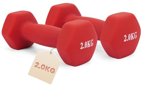 HCT STYLE Juego de 2 Mancuernas de 2 kg, Hexagonales, 4 kg en Total