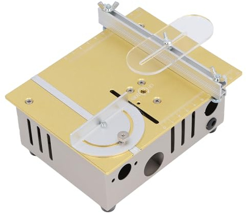 Mini Sierra de Mesa, Pequeña Cortadora de Sierra Eléctrica Portátil para Carpintería con de Hoja Ajustable, Sierra de Mesa Multifuncional de Precisión para Madera, PCB, Plástico
