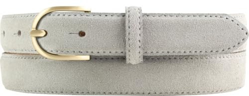 BELTINGER Damen-Gürtel aus Veloursleder 2,5 cm | Velour-Ledergürtel für Damen 25mm | Wildleder-Gürtel mit runder, goldener Gürtelschließe
