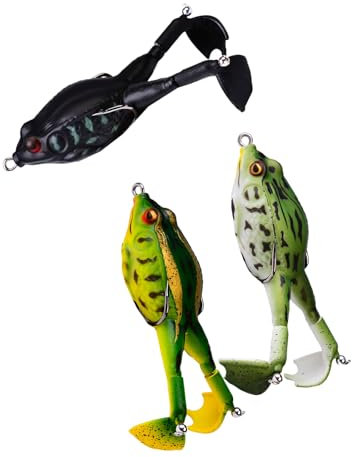 Topwater Frösche Angelköder, Doppelpropeller, Silikon, weiche Köder, Kunstköder, Süßwasserköder, Schwimmköder, 3 Stück