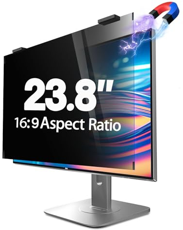 GUDTEKE Magnetic Computer Privacy Screen 23.8 inch, Hanging Privacy Screen for Computer Monitor for 16:9 Frameless Monitor, Acrylic Eye Protection Anti Glare Blue Light Computer Screen Privacy Filter