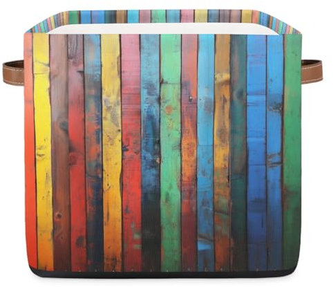Faltbare Aufbewahrungswürfel aus Holz, Vintage-Stil, großer Aufbewahrungskorb, Stoff-Aufbewahrungskorb, Kleider-Organizer für Wohnzimmer, Schlafzimmer, Küche