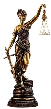 Figur der Justitia 30 cm. bronzefarbenes Harzbild. . Länge (mm): 300.