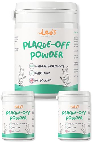 Leo's Plaque Off Powder for Dogs & Cats | 3 x 200g | Pet Teeth Cleaning | Cat & Dog Breath Freshener Food Topper | 100% Natural | No Dog Toothbrush or Dog Toothpaste | Plaque Remover for Dogs & Cats