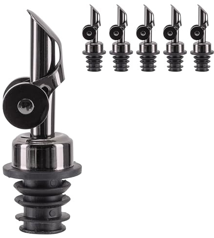 Koffs Design Ausgießer aus Edelstahl - Dosier für Zucker, Süßstoff und mehr - Streueinsatz für Flaschen - Streuaufsatz für Streusel, Körner, Samen und Saaten - grau metallic - 5 Stück