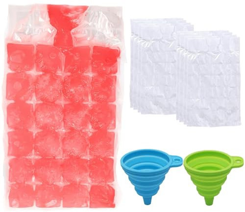 1200Pcs Ice Bags, Ice Cube Bags,Summer Drink Tool for Ice Cube Storage Bags for Freezing Easy-Release Ice Cube Trays with Funnel for Cocktail, Freezer, Coffee, Travel, Chilled Drinks
