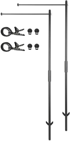 Ensemble de 2 Supports de Drapeau Yard - Robuste, Facile à Monter, Pince de Fixation & Accessoires Mât de Drapeau pour Jardin Hampe Support de Montage (Noir)