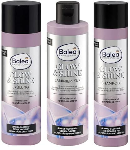 Set profesional para el cuidado del cabello, champú Glow & Shine de 250 ml, acondicionador de 200 ml, cuidado del cabello de 200 ml, con cepillo de masaje para el cuero cabelludo | Cuidado del cabello de 200 ml con cepillo de masaje para el cuero cabelludo