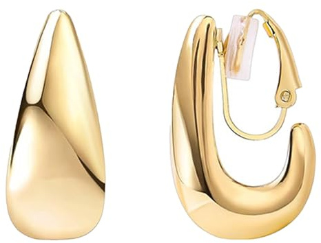 GUOYOU Clip Ohrringe 14K Ohrclips Damen Ohne Ohrlöcher Leicht und Stressfrei Ohrclips Gold Luxus der Spitzenklasse Ohrringe Ohne Ohrloch für Frauen Freundin Mama Mädchen Geburtstagsfeiern