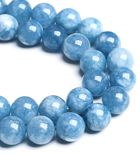 120 perle di giada acquamarina blu da 6 mm per la creazione di gioielli fai da te, bracciale a 2 fili