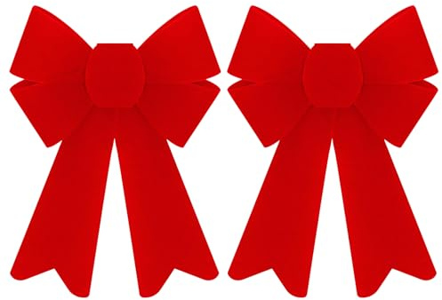 YUYWWAN Lazos de Navidad Rojos Grandes, Lazo Rojos Arbol Navideños, Exterior Lazos de Natal, Lazo Grande de Navidad para Coronas, Escaleras, Chimeneas, Bodas, Fiestas y Decoración del Hogar (Rojo-J)