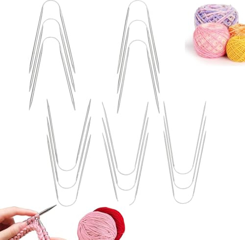 15 Stück Edelstahl Rundstricknadeln Set, Stricknadeln in Verschiedenen Größen-2mm/2.5mm/3mm/3.5mm/4mm Häkelnadeln Set für Mützen, Socken, Handschuhen, Ärmel