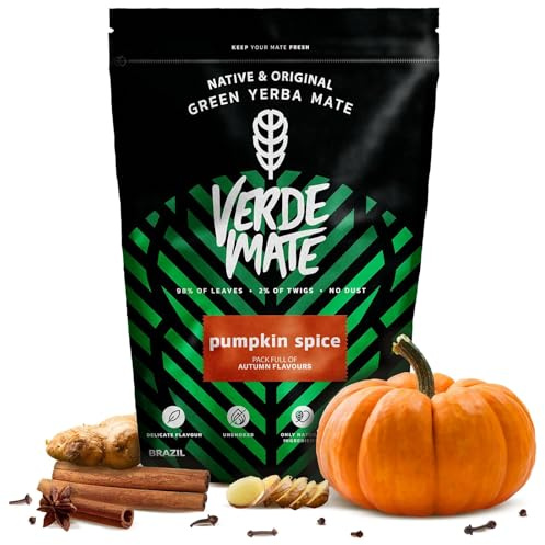Verde Mate Pumpkin Spice - Yerba mate tostada aux épices d'automne 400g | Découvrez Verde Mate Pumpkin Spice, une yerba mate tostada aux arômes envoûtants de citrouille, vanille et épices