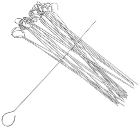 BAZEITFLOW 25 pezzi Spiedini per Barbecue in Acciaio Resistente Riutilizzabili Bastoncini Lunghi per Carne Verdure e Frutti Spiedo Barbecue Portatile per Grigliate all Aperto e Raduni