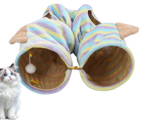 Vikbar kattunnel, stort lekhus, randigt färgglatt kattrör, robust polyestertyg med rolig design, interaktiva leksakstillbehör för kattunge underhållning, födelsedag halloween jul