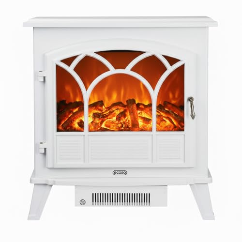 ECOSO White Electric Stove with Built In Fan Heater 670 x 635mm