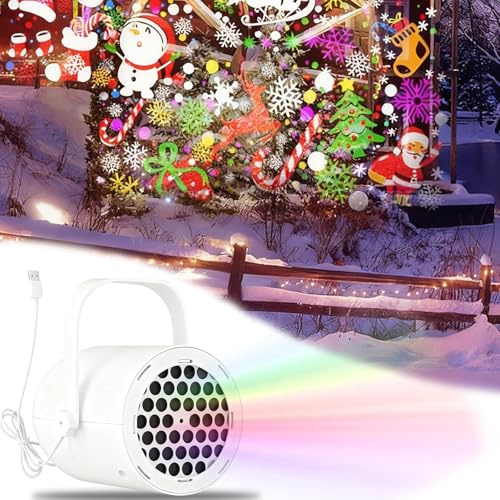 Lampada di proiezione natalizia a LED, nuovo proiettore for esterni for le vacanze 2026, versatile proiettore alimentato tramite USB for decorazioni natalizie for interni ed esterni(Christmas,White)