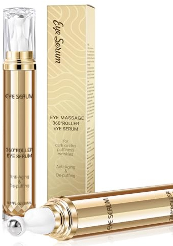 Eye Cream for Dark Circles: Eye Serum Under Eye Cream with Hyaluronic Acid for Dark Circles and Puffiness Eye Care Eye Serum Anti Aging with 360° Massage Ball Reduce Eye Bags