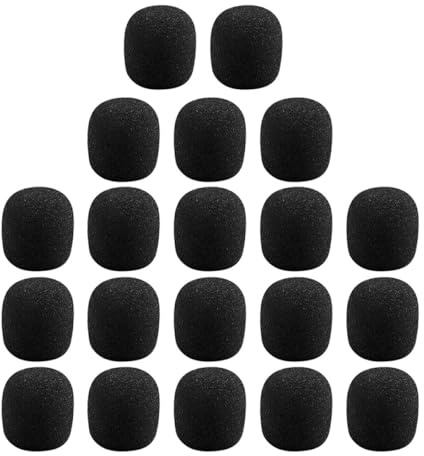 UKCOCO 20mm X 15mm X 5mm Black Microphone Sponge Covers Windproof Lapel Mic Windscreens for Headset Microphones 40pcs Protective Mic Sponge Guards for Speech and Recording