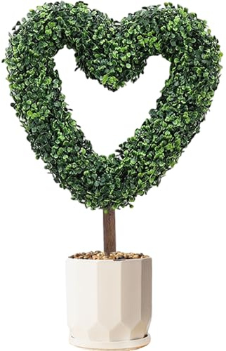Buchsbaum-Herzformschnitt im Freien – herzförmiger Formschnitt | Realistischer künstlicher Außenbereich – kugelförmiger Blumentopf in Form Einer Valentinstag-Topfpflanze, simulierte Miniatur-Grün-