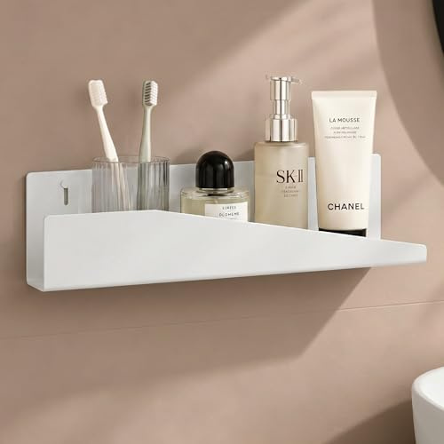 doporro Étagère de Douche Murale sans Perçage Support de Rangement Blanc | Serviteur de Douche, Acier au Carbone, Adhésive ou Perçage, pour Salle de Bain et Cuisine, Reglo-15