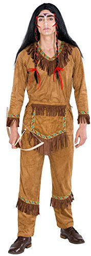 dressforfun tectake Herrenkostüm Indianer Häuptling | Kostüm + Gürtel in Taschenoptik | Apache Indianer Faschingskostüm (XXL | Nr. 300558)