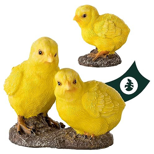 1PLUS lot de 2 – figurines de jardin en polyrésine, poussins, résine de décoration de jardin, ferme