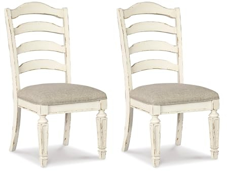 Signature Design by Ashley Realyn Dining Room Upholstered Chair 2 Count, Antique White