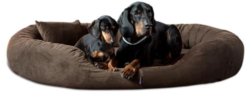 tierlando® Orthopädisches Hundebett Sammy Soft mit viscoelastischer Matratze und hohem Rand aus Velours für gelenkschonenden Schlaf und höchsten Komfort Größe: 140x105cm | Farbe: 01 Braun