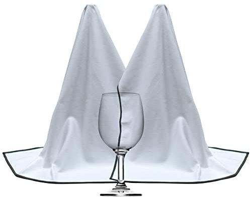 Polyte - 2 Chiffons à polir en Microfibres - qualité Professionnelle - pour Verres à vin - 46 x 71 cm (Blanc/Noir)
