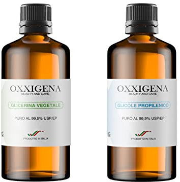 Oxxigena - Kit Base Neutra da 1 L, con Glicerina Vegetale Liquida Pura ≥ 99,5% (500 ml) + Glicole Propilenico Liquido Puro (500 ml), 50 VG / 50 PG, 100% Made in Italy, Purezza Farmaceutica