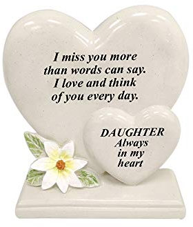 Personalised Grave Ornament/Memorial Plaque with Double Hearts | Graveside Decoration Gift in the Loving Memory of your Loving Deceased Ones (Daughter)