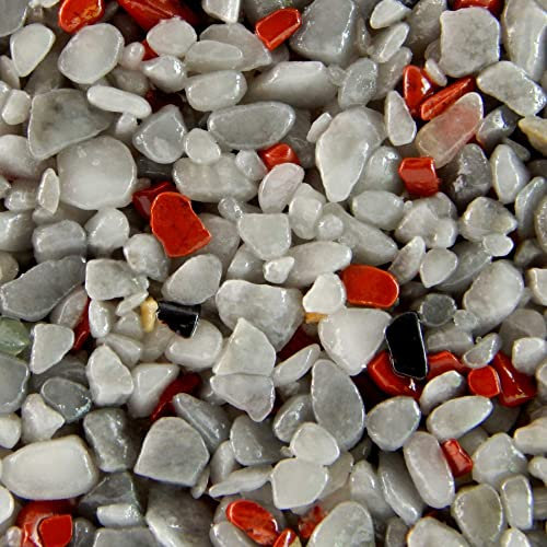 Terralith Edelsteinteppich Mix Jaspis/Grau Komplett-Set für 1qm - Körnung: 2-4mm mit Epoxidharz Bindemittel - für Innen mit Halbedelsteinen in Rot