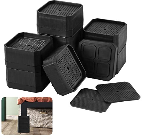 Coptiner 8 PCS Adjustable Furniture Risers Heavy Duty Stackable Bed Risers 1.5 3 4.5 6 Lift Height Space Table Chair Sofa Riser Furniture Lift Pads Support Up to 1000kg