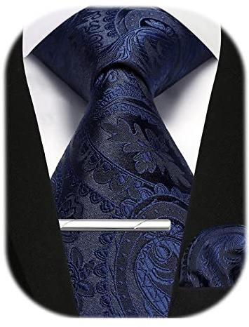 Enlision Herren Krawatten und Einstecktuch krawattenklammer Set Paisley Karierte Krawatte Taschentuch Krawattennadel Für Männer Business Hochzeit Tie Sets
