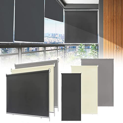 HENGMEI Außenrollo Senkrechtmarkise Balkonrollo Sichtschutz Rollo Sonnenschutz Verdunklungsrollo UV Schutz Windschutz(180 * 240cm, Anthrazit)