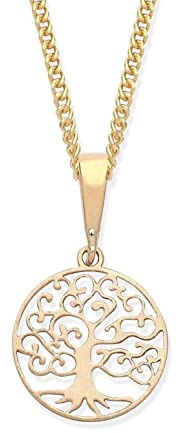 Old English Jewellers Pendentif arbre de vie en or jaune 9 carats + chaîne de 45,7 cm, Or