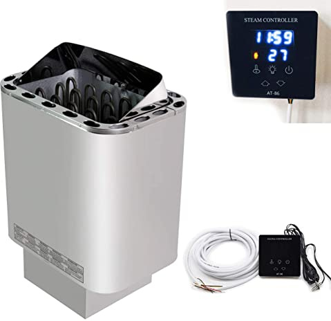 UIGJIOG Saunaofen 3-9 Kw 30 Bis 110 °C Überhitzungsschutz Thermostat Saunaofen Elektro Saunaofen Wet&Dry Mit Externer Digitalanzeige Steuerung Edelstahl Home SPA Saunakabine,4.5KW