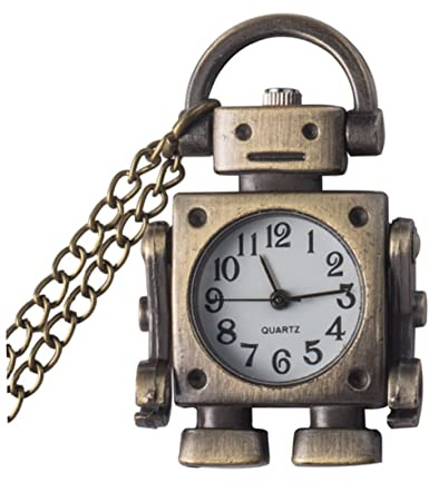 Mikikit Legierung Vintage Kunststoff Halskette Taschenuhr Roboter | Retro Design, Tragbar und Leicht, Praktische Halskette für Alltag, Geburtstage und Festivals