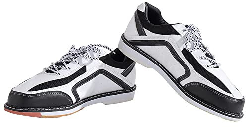 Mens Womens Bowls Shoes Comfortable Bowling Shoes Fashion Indoor Leather Bowler Sneakers,White,7 UK