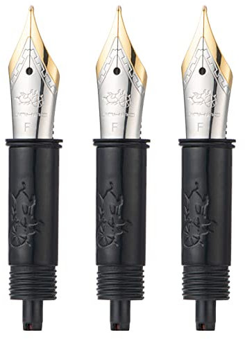 Set mit 3 Jinhao #5 Füllfederhaltern, feine Feder mit schwarzem Teil, goldfarbener Rand, kompatibel mit Jinhao 82, 88, 95, 82 Mini, 92, 100 Mini-Füllfederhalter