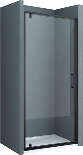 doporro Duschtür Nischentür dusche Duschabtrennung Duschkabine 75x200cm Duschtür ESG-Sicherheitsglas Nischentür Klarglas Duschwand schwarz inkl. Nano-Beschichtung Teramo61K