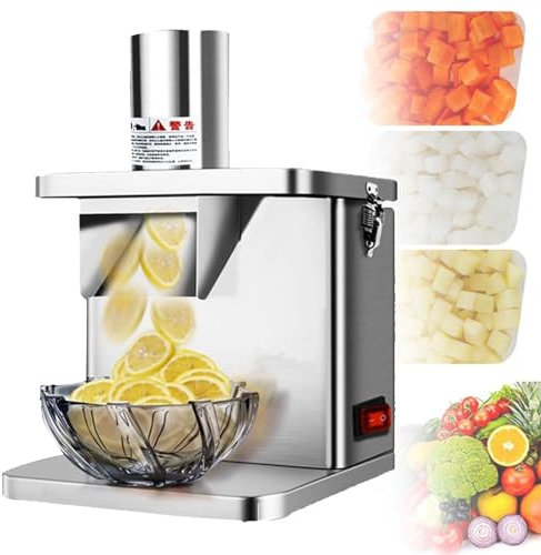 Cashwise Electric Vegetable Dicer Commercial Vegetable Chopper Dicer Shredder Automatic Onion Potato Cutter Food Processor Fruit Cutting Machine with 6/8/10/12/15mm Blades for Carrots