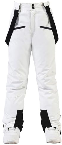 HOUZONIY Pantaloni Sci da Donna, Pantaloni Termici da Donna Pantaloni da Sci Invernali da Esterno, Pantaloni da Sci Antivento Traspiranti Caldi e Traspiranti, Apertura con Cerniera(Bianco M)