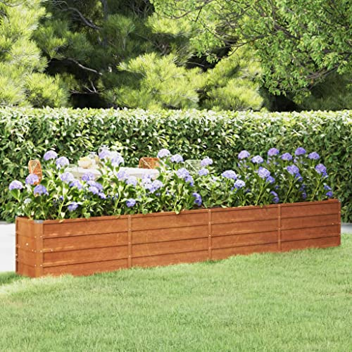 Hovothy Hochbeet Rostig Garten Metall Anzuchtbeet Gemüsebeet Wetterfest Stahl Pflanzenbeet Kräuterbeet Raised Bed Outdoor Geeignet 320x40x45 cm Cortenstahl
